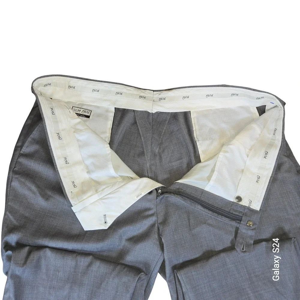 1905 Gray Wool Dress‎ Pants Menswear Formal Trousers Career